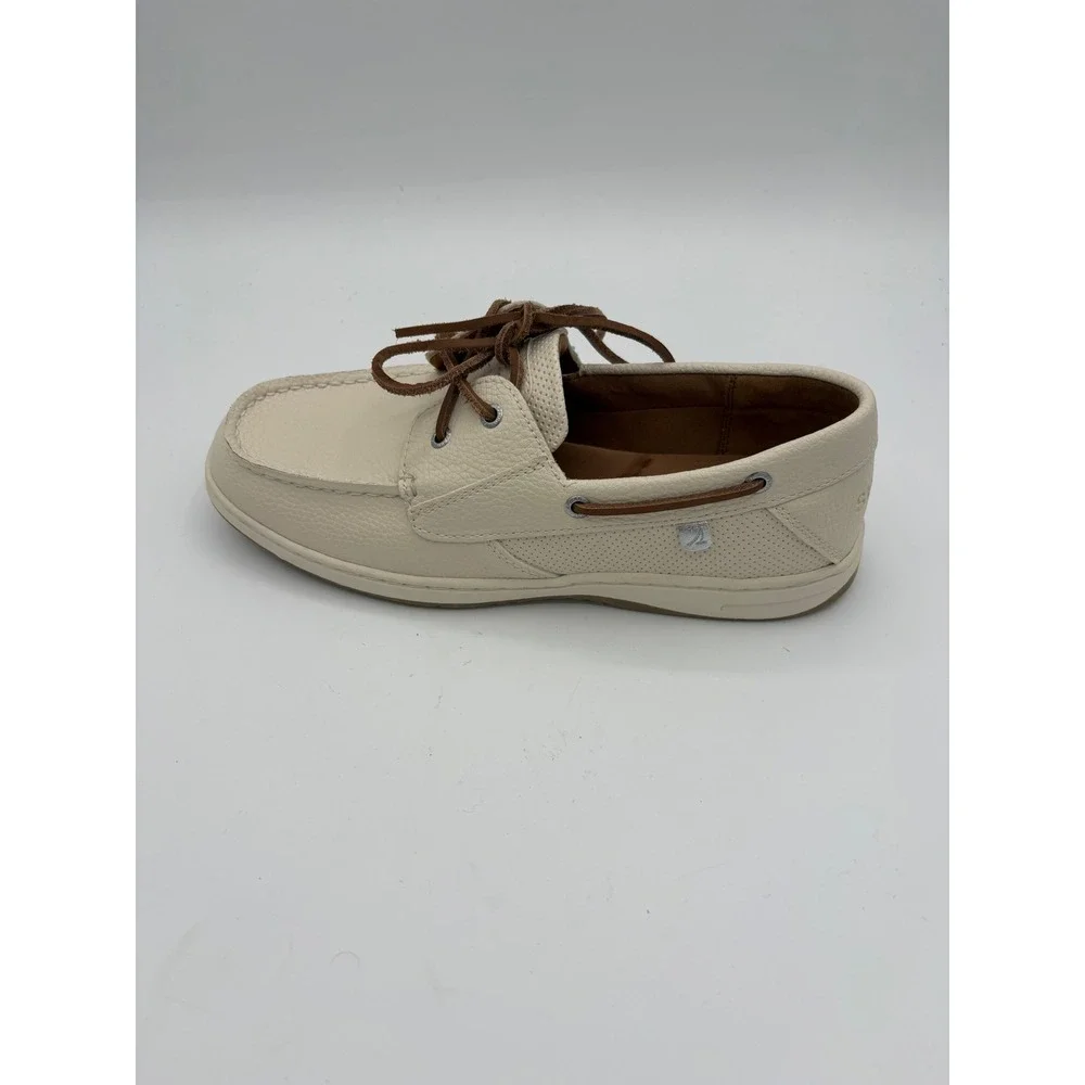 Sperry Whalefish Mens 8.5 Cream Leather Boat Shoes Memory Foam 105582 Loafers